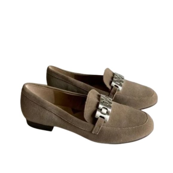 Adrienne Vittadini Brown Grey Suede Loafers Size 8 Regular. Pre-loved.‎ - Picture 1 of 16